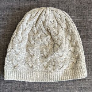 Portolano Gray Cable Knit Cashmere Blend Beanie Hat - NWOT